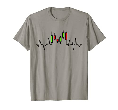 Forex or Stock Trader Candlestick Chart Heartbeat Graph T-Shirt, Grey