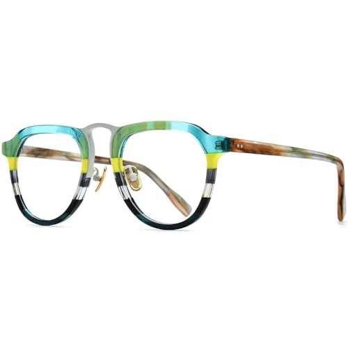 Image of HEPIDEM Multicolor Acetate Glasses Frame Women,Round Vintage Retro Optical Eyeglasses 9339