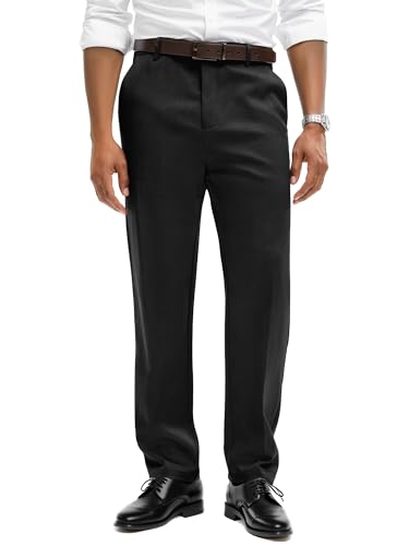 Comdecevis Mens Classic Fit Dress Pants Wrinkle-Resistant Trousers with Pockets for Work,Golf,Business,Casual Black 36×30