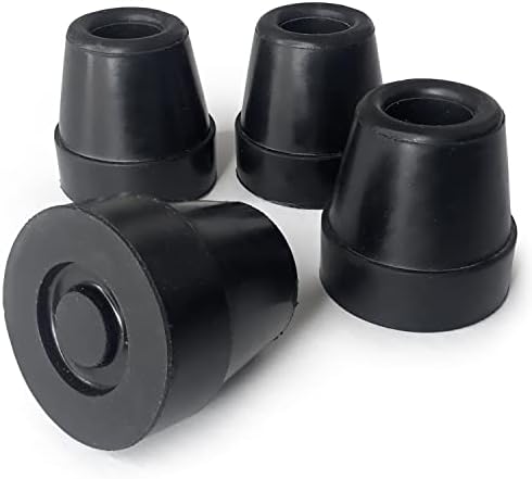 DMI Durable Replacement Quad Cane Tips, 1/2 Inch, 4 per Box, Black