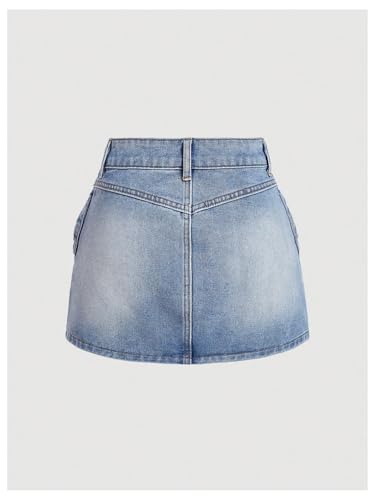 SHENHE Women's Denim Mini Skirt Bowknot Straight Jean Skirt Summer Cute Mini Skirts2