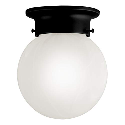 Image of Design House 588483 Traditional 1 Indoor Ceiling Mount Globe Light Dimmable, for Bedroom Dining Room Kitchen, Without Pull Chain, Matte Black