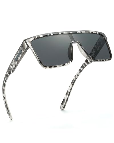 Image of GLINDAR Polarized Sunglasses Men Flat Top Womens, Oversized Square Shield | One Piece,Trendy,Lightweight,Driving