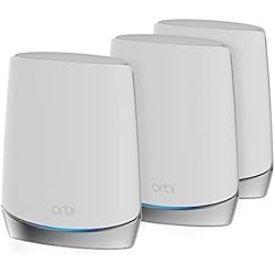 NETGEAR Orbi Mesh WiFi 6 RBK753, sistema tribanda compuesto por 1 router y 2 extensores satélite, Cobertura de hasta 525 m² y más de 40 dispositivos, AX4200 (hasta 4.2 Gbps)