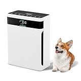 HAUSHOF Purificateur d’Air HEPA H13 CADR 250 m³/h, Filtre HEPA 4 en 1 éliminant 99,97% des polluants, Affichage PM2,5 en Temps Réel, Mode Animal/Pet, Fonction Aromathérapie