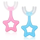 Práctico cabezal de cepillo en forma de U: el cepillo de dientes para niños está diseñado en forma de letra U, que es fácil de cubrir los dientes del bebé y se limpia en 360 grados, y no causará molestias a los pequeños