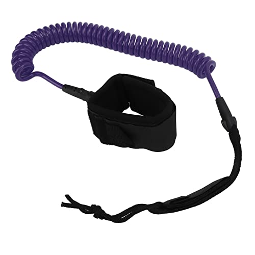 Yuecoom 7mm 10Ft Surfing Foot Rope Adjustable Elastic TPU Paddle Board Leg Rope Wrist Strap Safe for Paddleboard, Shortboard, Longboard (Purple)