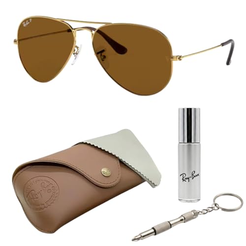Image of Ray-Ban RB3025 CLASSIC AVIATOR POLARIZED Sunglasses for Men & Women with Official Eyewear Kit
