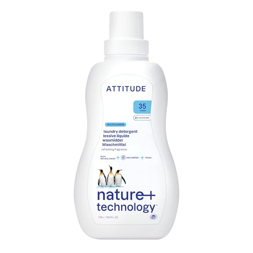 Image of ATTITUDE Liquid Laundry Detergent, EWG Verified, HE Compatible, Plant-Based & Vegan, Natural Laundry Soap, Wildflowers Scent, 35 Loads, 35.5 Fl Oz