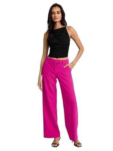 EXPRESS Women’s Editor Pants – Mid Rise Relaxed Straight Trouser, Stretch Fabric, Office Ready