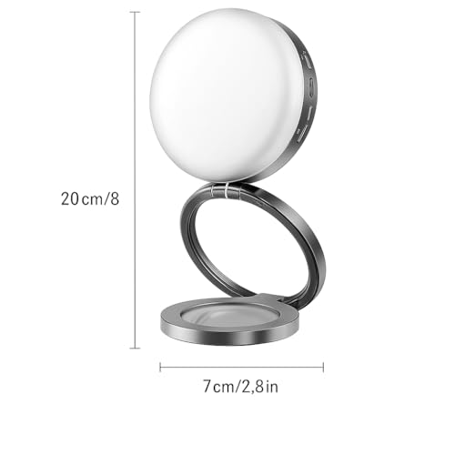 Image of Coslifestore Magnetic Selfie Ring Light with Makeup Mirror, 3 Color Modes 2700K, 5600K, 7500K, 360 Rotation & 180 Pan, Type-C, Use with Smartphones, Laptops & Tabs for Vlogs, Meetings & Makeup