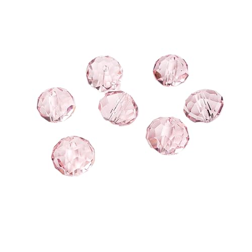 Image of 8mm Rondelle Pink Glass Beads for Jewelry Making, 300pcs Faceted Briolette Crytal Spacer Beads for Bracelet Necklace Earring