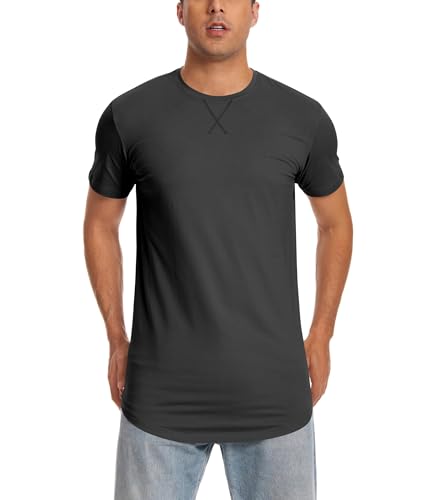 Idtswch Mens Tall T Shirts Lightweight Cotton Longline Short Sleeve T-Shirt Tee3