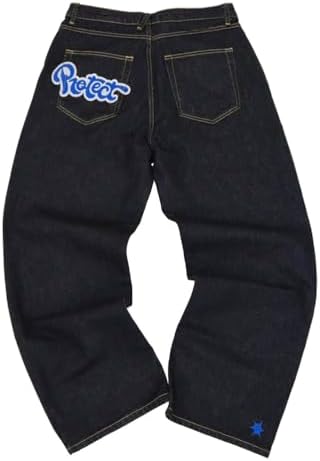 ORANDESIGNE Y2k Jeans Herren Hip Hop Retro Schädel Stickerei 