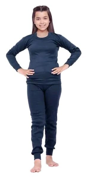 AADI ZINESVAR Thermal Winter Wear Set for Girls, Long Sleeve Top and Bottom Set, Kids Body Warmer Set Pack of 3, Black, Brown, Navy Blue (3, Multicolours, 14 Years - 15 Years) 2