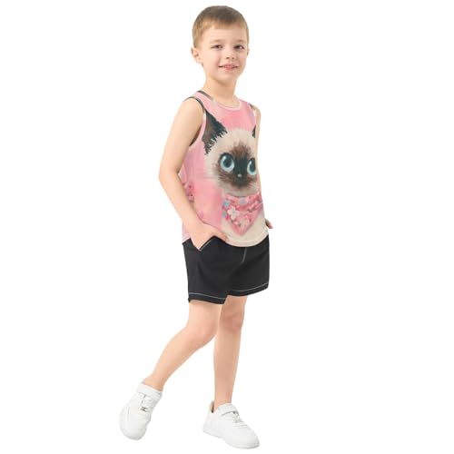 Boys' Tank Top Shirt Little Siamese Cat Sleeveless T-Shirts4