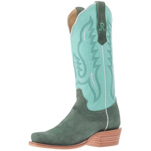 Women`s Teal Roughout Vamp 13In Mint Cowhide Top Boot