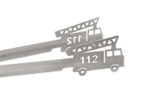 Grill-Zangen.de Grillzange Motiv Feuerwehr, spülmaschinengeeignet, Geschenkidee, Männergeschenk, 1 Stück, Edelstahl, 310mm, Silber