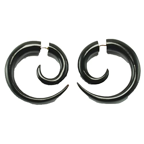 Fake Gauges – Small Spiral Post Earrings by Crown Republic | Hand Carved HORN Stud Earring Jewelry - Unique and Stylish Handmade Earrings