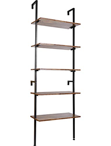amzdeal Industrial Ladder Shelf, 5-Tier Bookshelf, Plant Stand,Rack Storage Shelves,Display Shelf,Stable Metal Frame,for Bathroom, Kitchen, Living Room,Balcony,Bedroom,Office