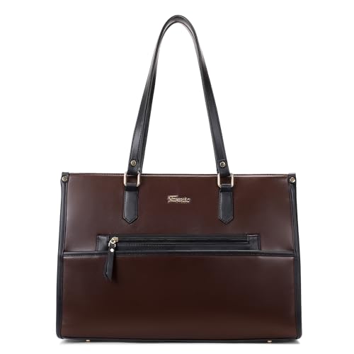 Image of EXOTIC Aveline Work Tote Bag for Women | Multi-Compartment Laptop Tote with Luggage Sleeve & Front Zip Pocket | Fits up to 14-Inch Laptop | Office & Travel Handbag