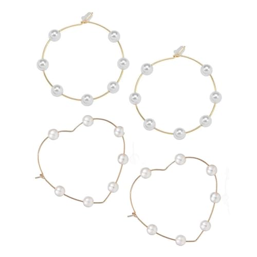 Large Hoops Circle Pearls Earrings 60mm90mmPmm Super Huge Gold Silver Thin Dangle earrings Elegant Women Wedding Jewelry-60mm 2Pairs Gold by Caiyao - Used condition - US$6.71