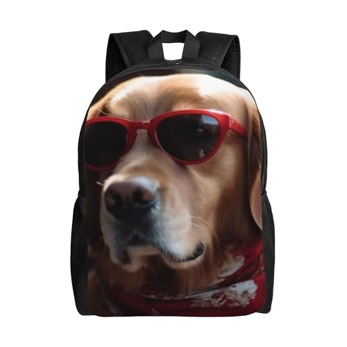 Travel Backpack for Women & Men Dog Sunglasses Bandana Lightweight, Large Capacity Backpack For Adult 16 Inch