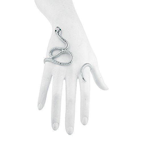 LUX ACCESSORIES Green Eye Snake Serpent Hand Wrap Around Rhinestone Bracelet3