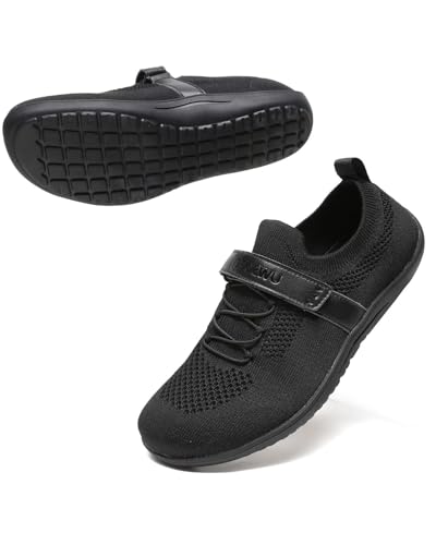 Women’s Wide Toe Walking Shoes Casual Tennis Gym Athletic Flats Slip-on Sneakers with Hook and Loop Strap3