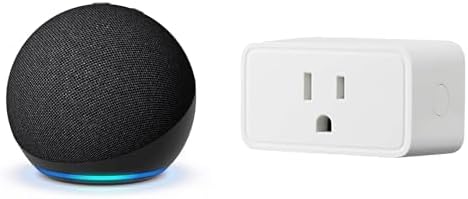 Amazon Echo Dot (newest model) Charcoal + Amazon Basics Smart Plug, Works with Alexa Only, 2.4 GHz Wi-Fi, No Hub Required, 1 Pack, White, with Alexa+ Early Access