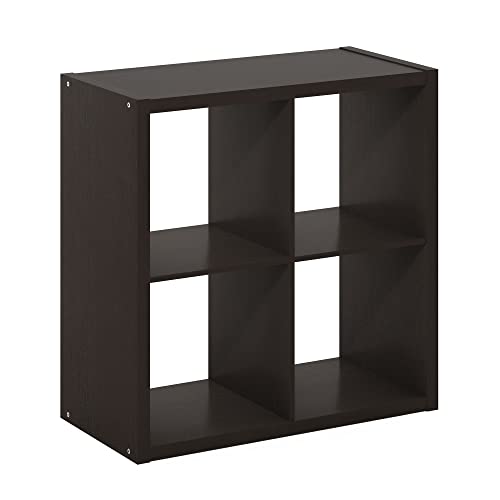 Furinno CUBICLE Book Shelf, 4-Cube Bookshelf, Extra Thick Frame Reversible Bookcase with Open Back, 14.6" x 30" x 30", for Living Room, Bedroom, Home Office, Black Dark Oak by Furinno - Image 8