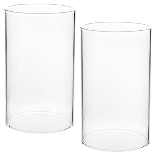 Steam Cleaner Glass Lamp Shade 2Pcs Candle Chimney Candle Holder Cover Clear Open Ended Transparent Glass Holder Tube Shade Flame Chimney Tube Cover 15x10cm - Image 3