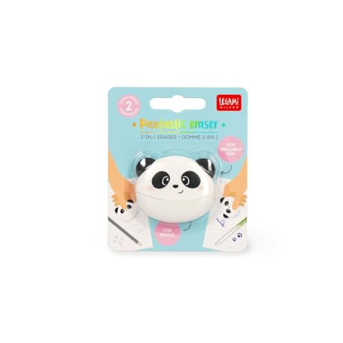 Legami - 2-in-1 Pandastic Radiergummi Doppelfunktion löscht Bleistift und löschbare Tinte effektives Radieren ohne Beschädigung des Papiers (1 STÜCK)