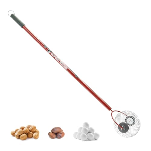 GARDEN WEASEL Medium Nut Gatherer Roller Nut Collector Tool for Pecans Hickory Nuts Golf Balls and More Yard Picker Upper with Durable Steel Cage and Ergonomic Handle - Newest Model