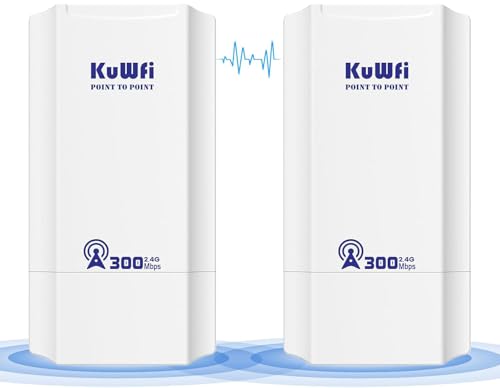 KuWFi Wireless Bridge, 300Mbps WLAN Bridge, 2.4G Indoor&outdoor Point to Point WiFi Bridge CPE mit...