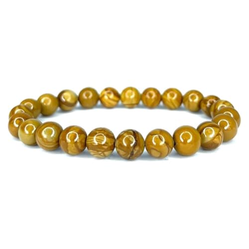 Felicidade Bracelet en Jaspe Bois Naturel – Pierres 8MM – Protection, Stabilité & Équilibre – Bijou Énergétique Mixte pour Femme & Homme – Lithothérapie, Méditation & Cadeau Bien-Être