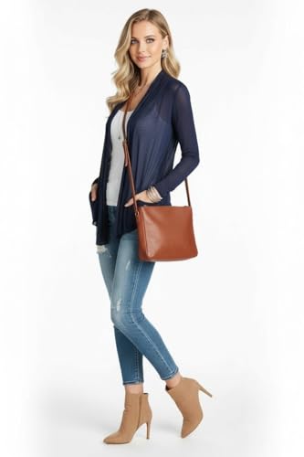 Image of ToBeInStyle Womens Open Front Long Sleeve Lightweight Asymmetrical Draped Cardigan with Side Pockets