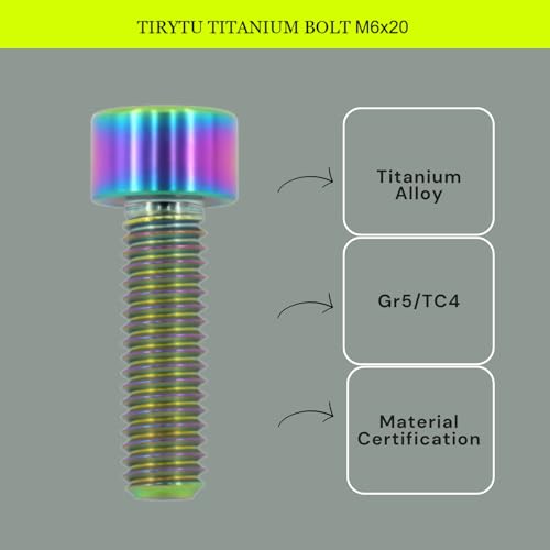 Image of M6x20 Titanium Bolts Hex Socket Cap Screw, Colorful, 4PC | Lightweight Design, Ideal for Humid /Salty Environments, Socket Head Hex Key No Washer, MTB /Motorcycle Bolts