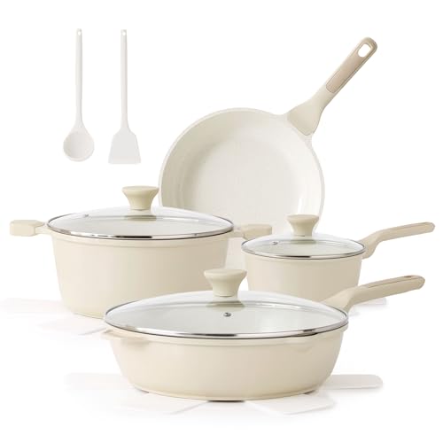 Image of SENSARTE Nonstick Ceramic Cookware Set, 13 Pcs Non-toxic Pots and Pans Set