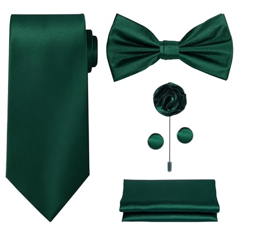 Image of Tie G .5pcs Tie set in a gift box : Tie sets : Solid color Neck tie,Satin Bow tie,Pocket Square, Lapel, Cuffs link