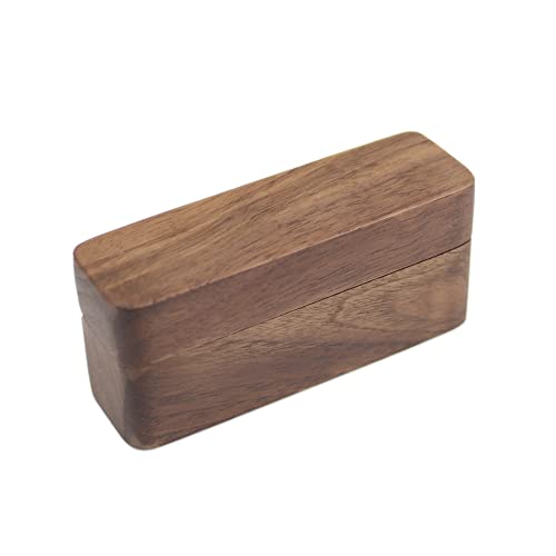 Dshom Rustic Wooden Slim Ring Box For Wedding Ceremony Walnut Flip Lid Engagement Ring Bearer Box For 2 Rings Couple Ring Wedding Bands #TOP5