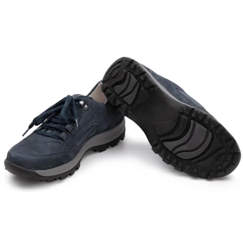 VITAFORM Wanderschuhe Damen Nubukleder – Wasserabweisende Trekkinghalbschuhe – Trekkingschuhe mit austauschbarem Luftpolsterfußbett – Hikking-Schuhe mit stabilen Halt – Blau Größe 38