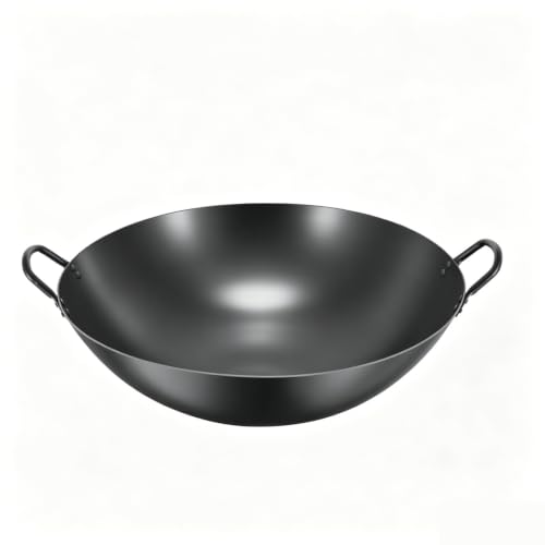 Generic 24 in handmade cast iron chef wok with dual handles and helper handle — the diameter and handle setup that suit outdoor and RV cooking