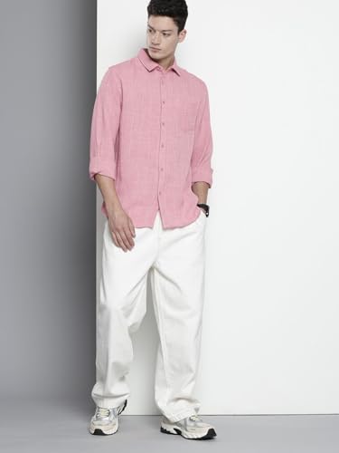Image of The Indian Garage Co Men Slim Fit Vertical Striped Long Sleeves Casual Shirt