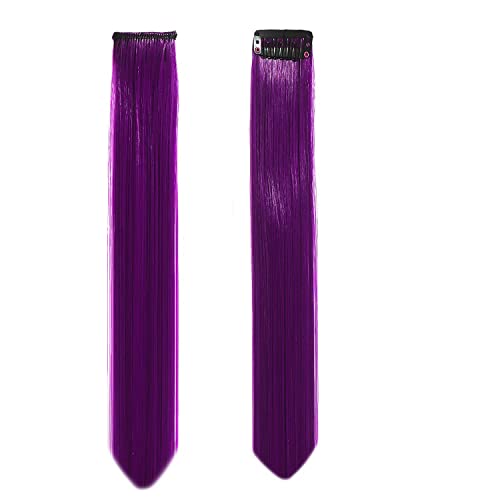 Image of Reusable Coloured Hair Streaks Extensions For Women Hair Coloured Hair Extension For Girls Set of 2 Pcs (Purple)