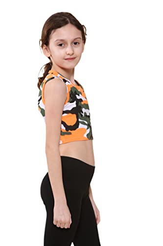 Image of Kids Girls Neon Fluorescent Vest Crop Tops T-Shirt Tee Top Dance Wear Gymnastic Fancy Dress Age 5-14 Years