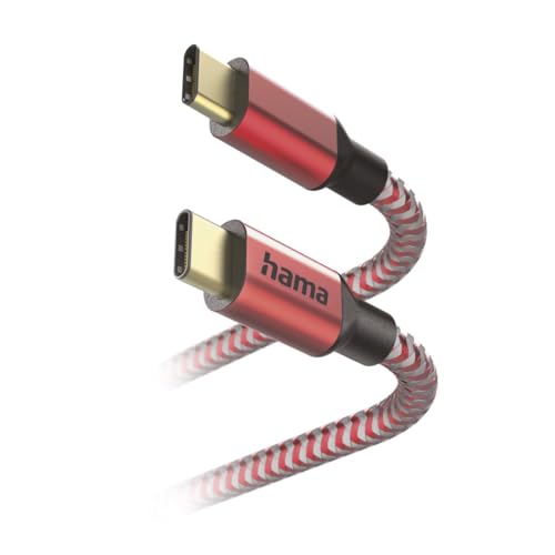 Hama Cavo Di Ricarica "Reflective" Usb C A Usb C, Nylon, 1,5 M (Ricarica Rapida, Cavo Di Ricarica Per Cellulare, Cavo Dati, Cavo Usb, Cavo Per Cellulare, Usb Tipo C, Protezione Antipiega, Flessibile, Placcato Oro, Massimo Compatibile), Rosso - 2