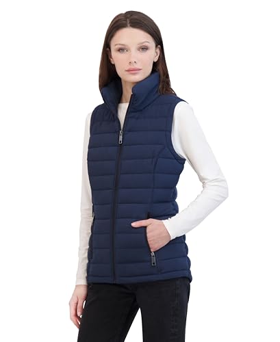 Image of Nautica Women's Stretch Puffer Vest - Water-resistant Transitional Outerwear Layer With Detachable Hood