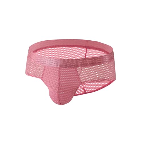Men's Mesh Briefs Breathable See Through Soft Comfortable Underwear Sexy Mesh Dotted Breathable Underpant with Pouch