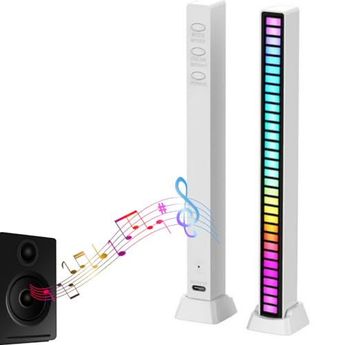 Barras De Led Sensor Rítmica Rgb Torre Musica Controle Som (Branco)
